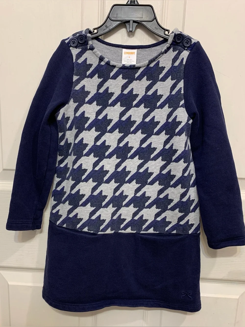 Vintage Gymboree Houndstooth Navy & Gray Sz 4 Girls Dress.              3645